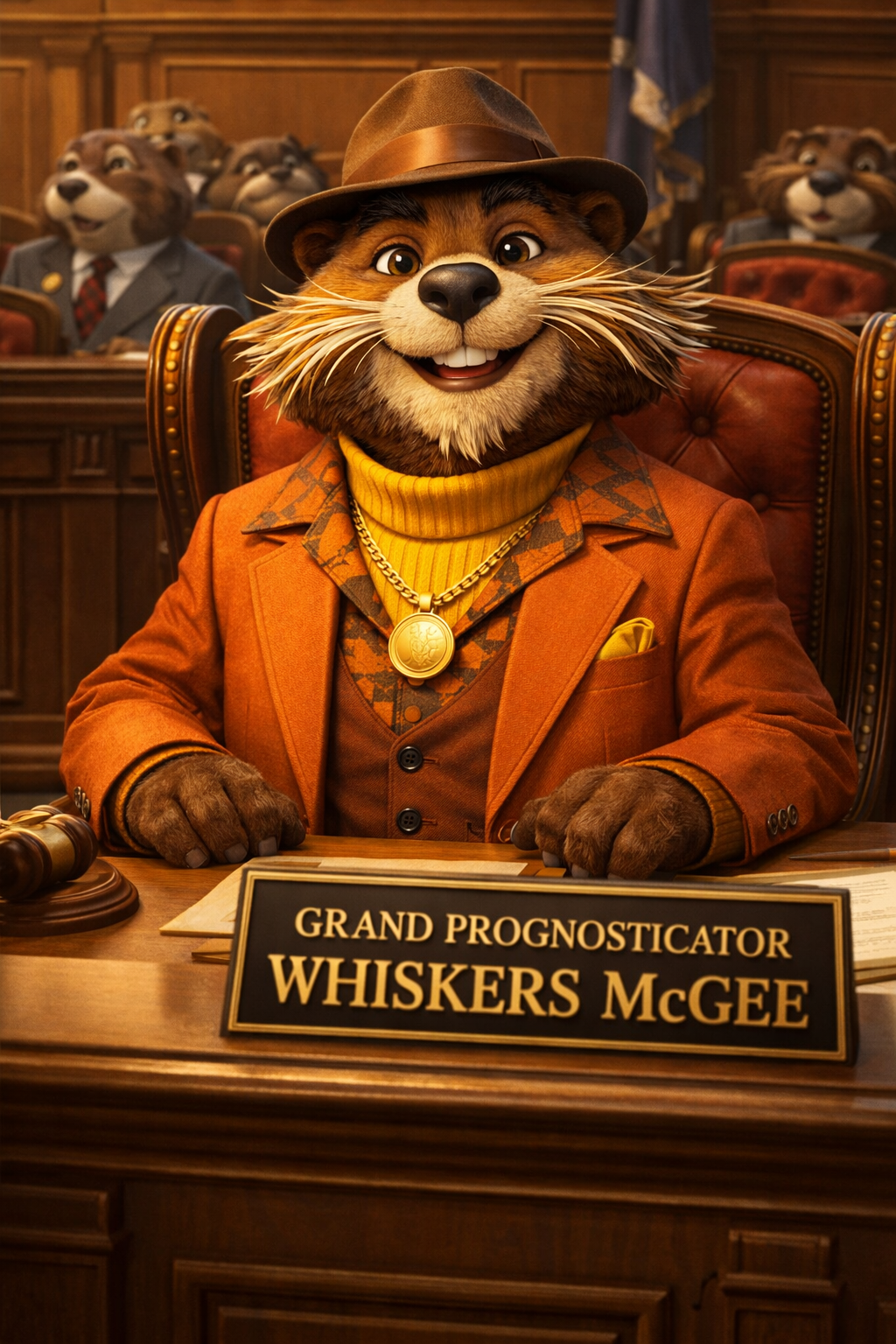 photo of a groundhog in a court room
